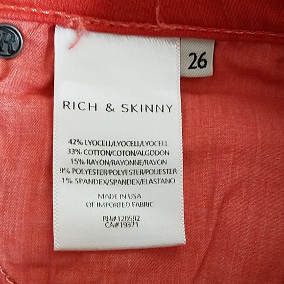 Rich & Skinny coral colored jean shorts size 26 - Picture 7 of 8